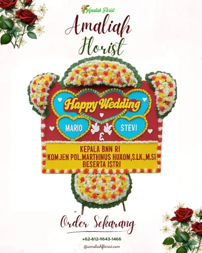 Karangan Papan Bunga Pernikahan di Sambigede